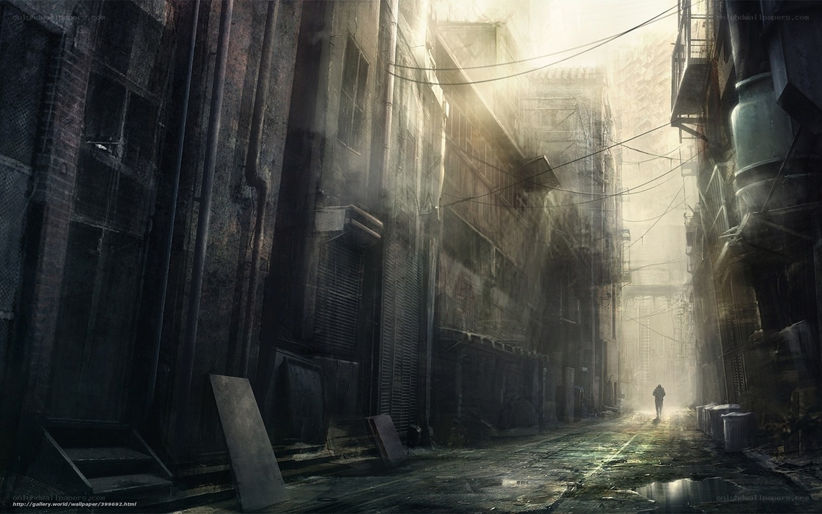dark alley with lone figure