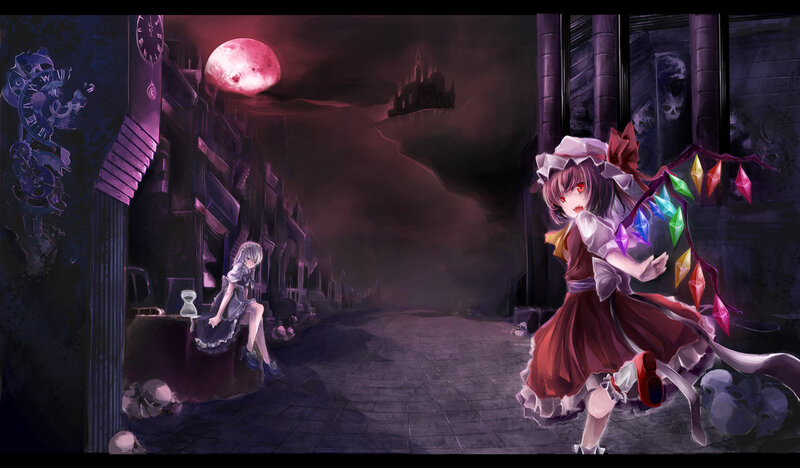 Dark alley with two girls