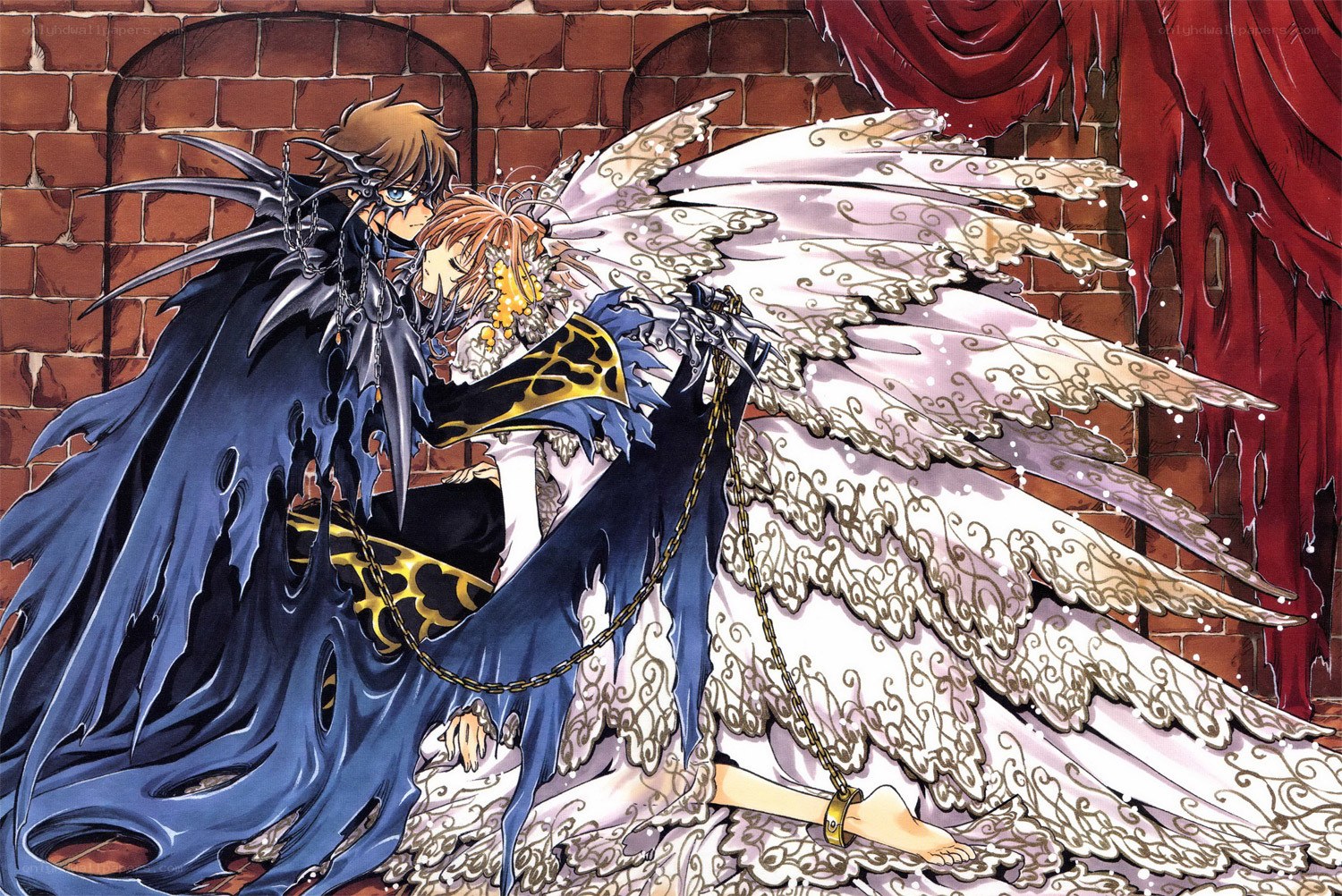 Dark and light angels embrace