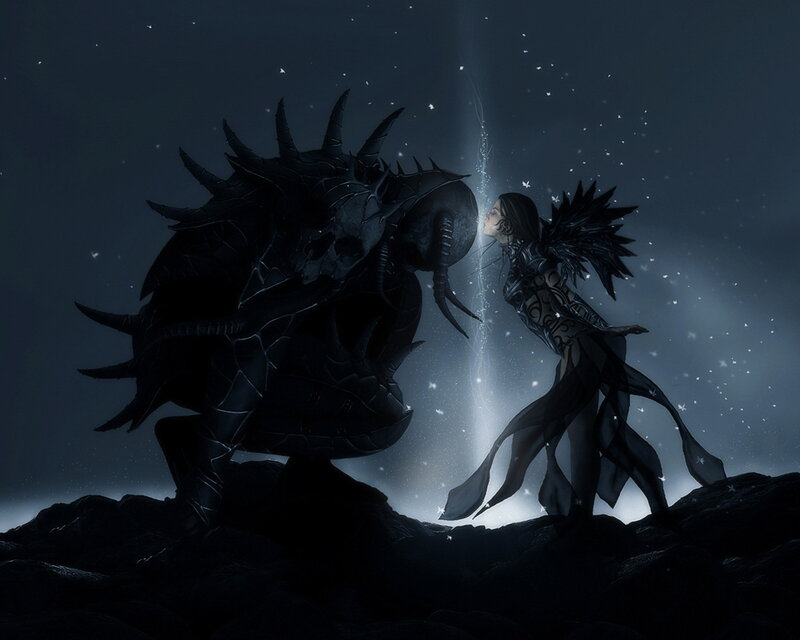 Dark angel and creature encounter