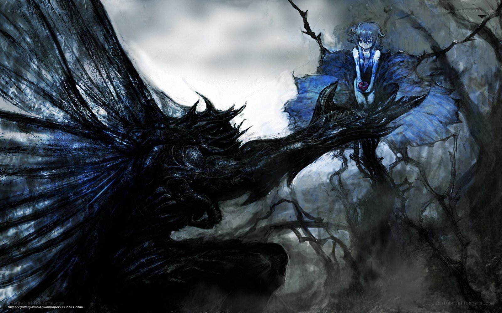 Dark angel confronts a monster