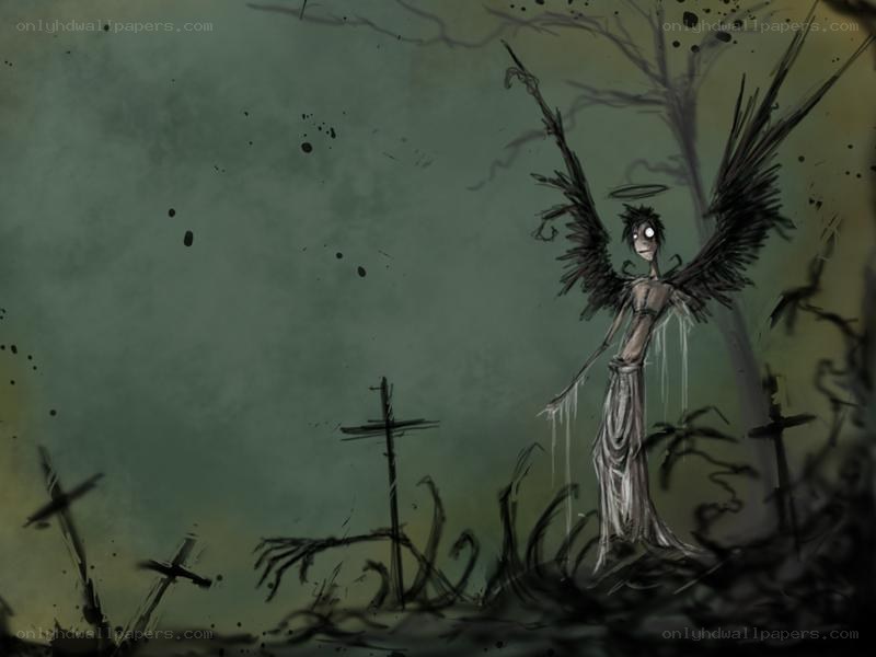 dark angel in a graveyard