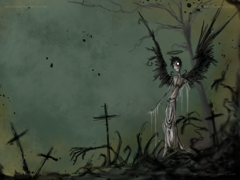 dark angel in a graveyard