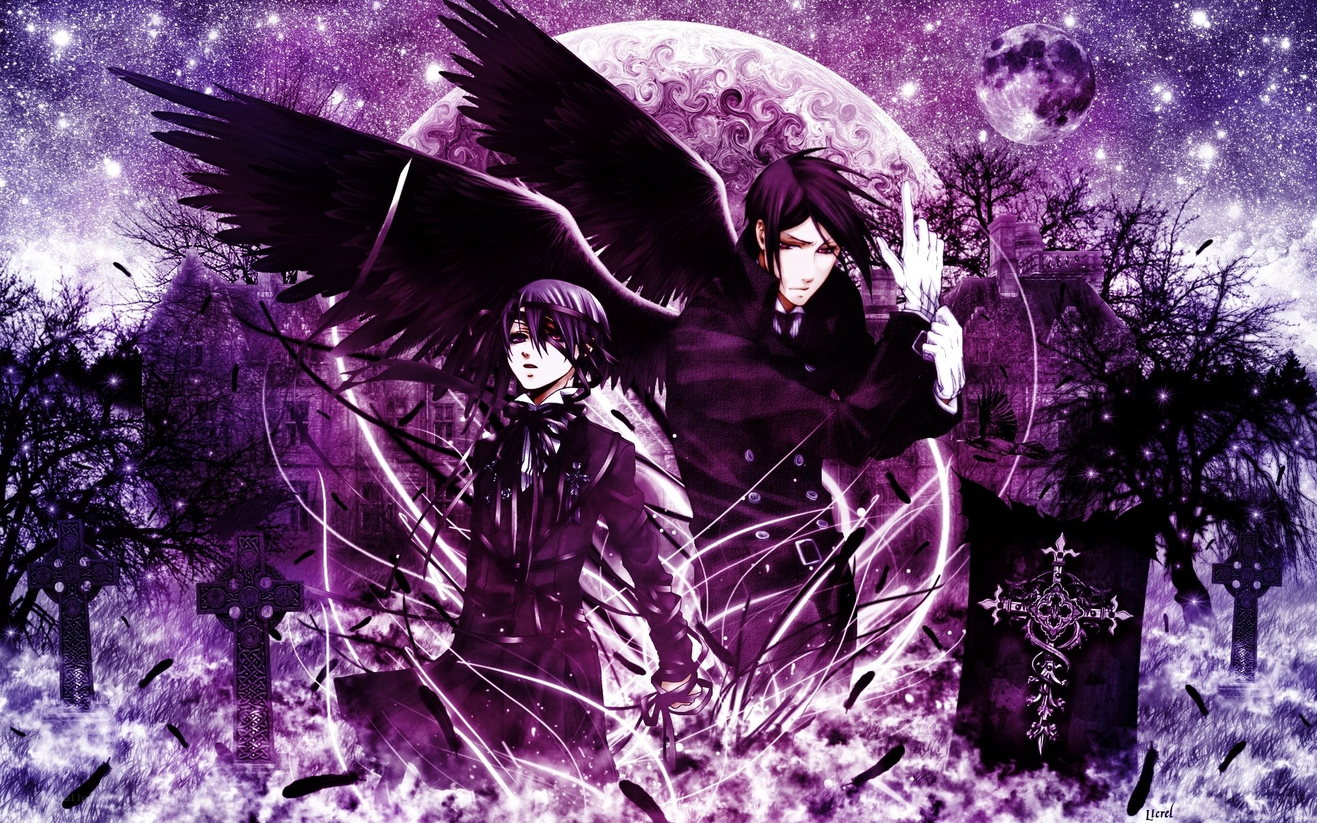 dark angel in a graveyard