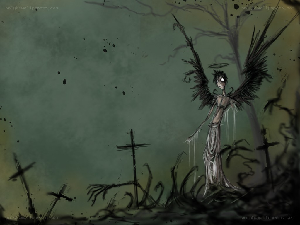 dark angel in a graveyard