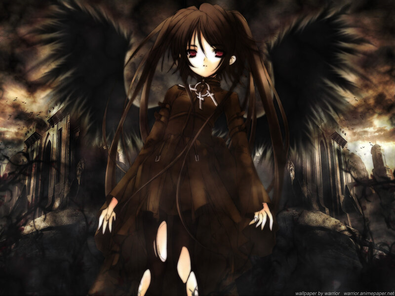 dark angel in ruined city