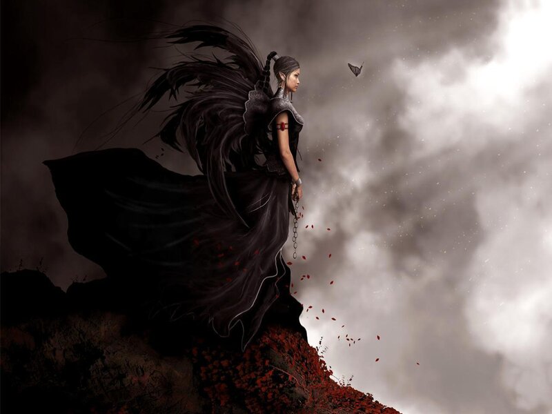 dark angel on a cliff