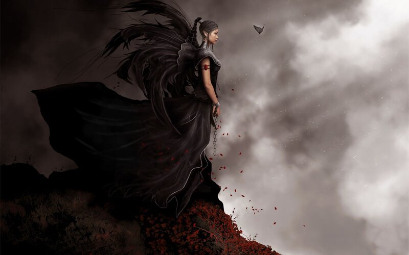dark angel on a cliff