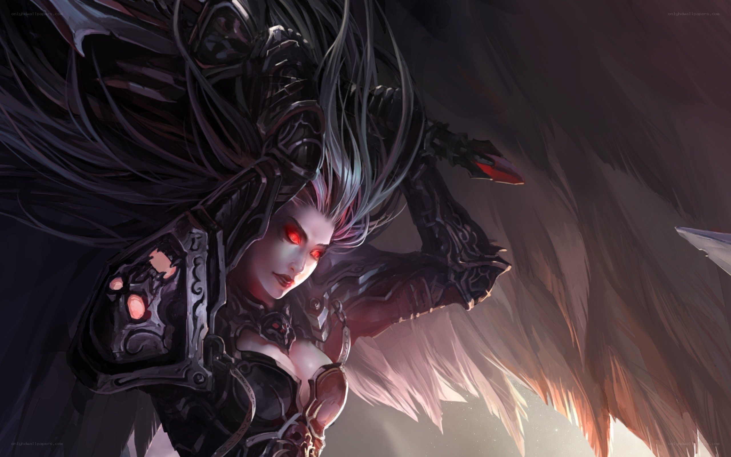 dark angel warrior with red eyes