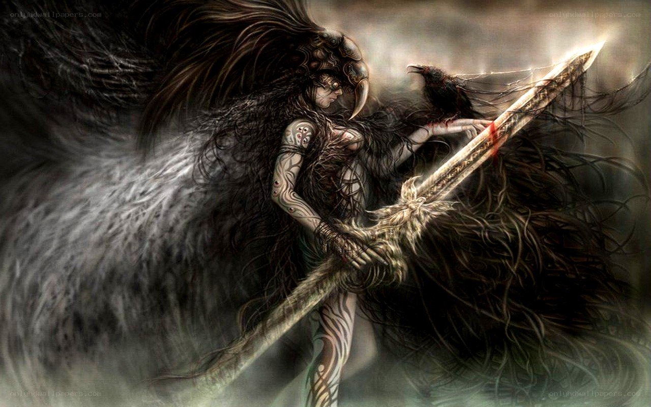 dark angel warrior with sword