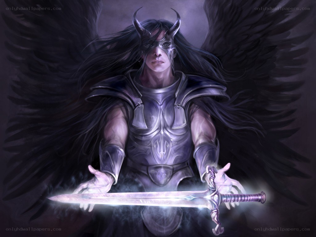 dark angel warrior with sword