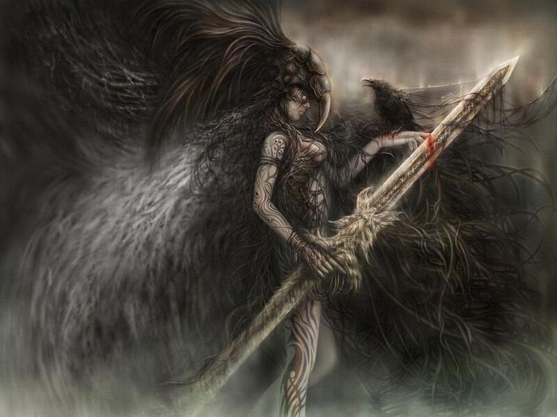dark angel warrior with sword