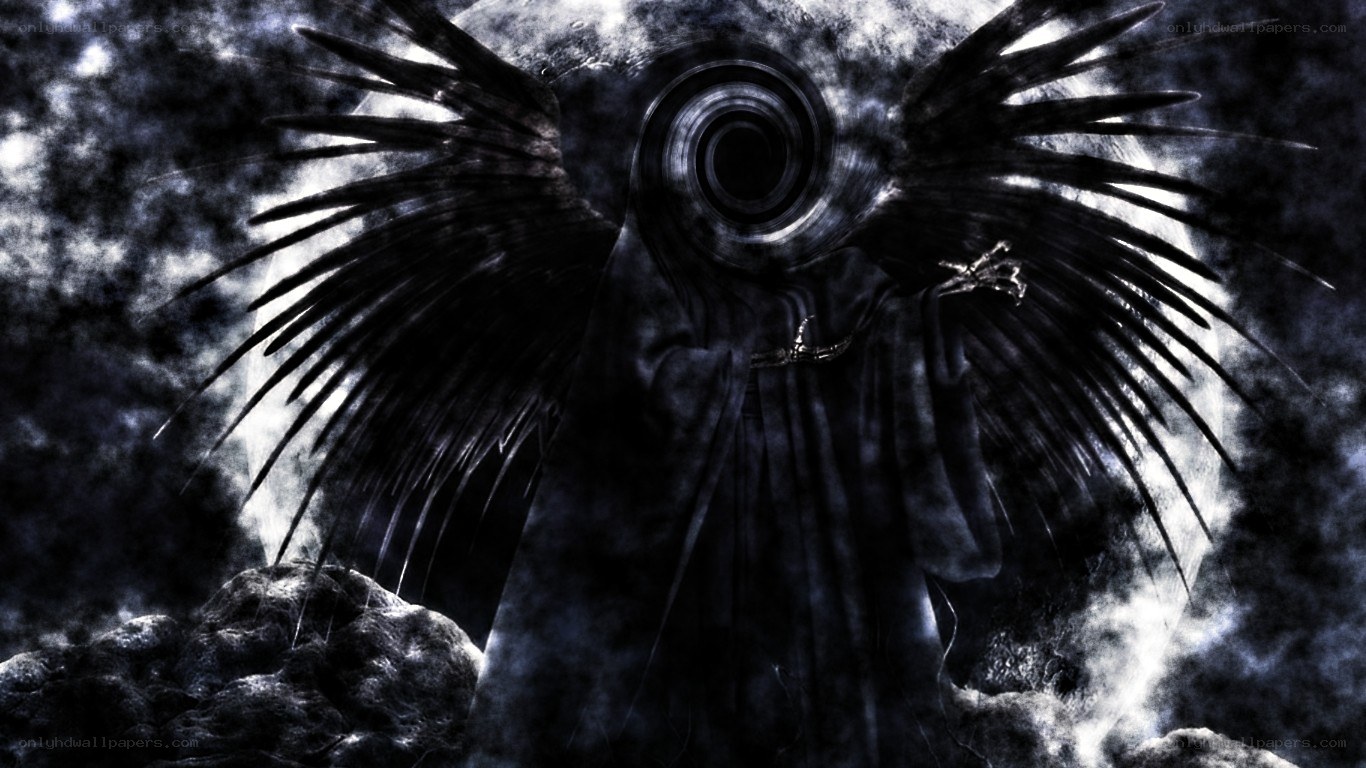 dark angel with black wings