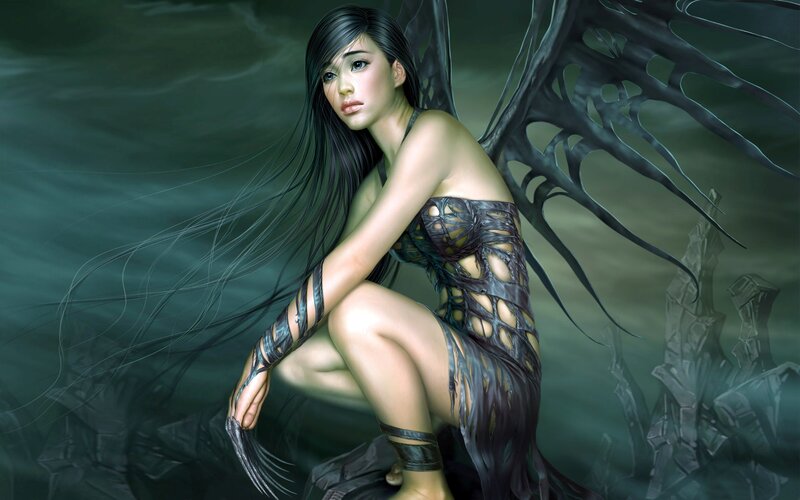 dark angel with black wings