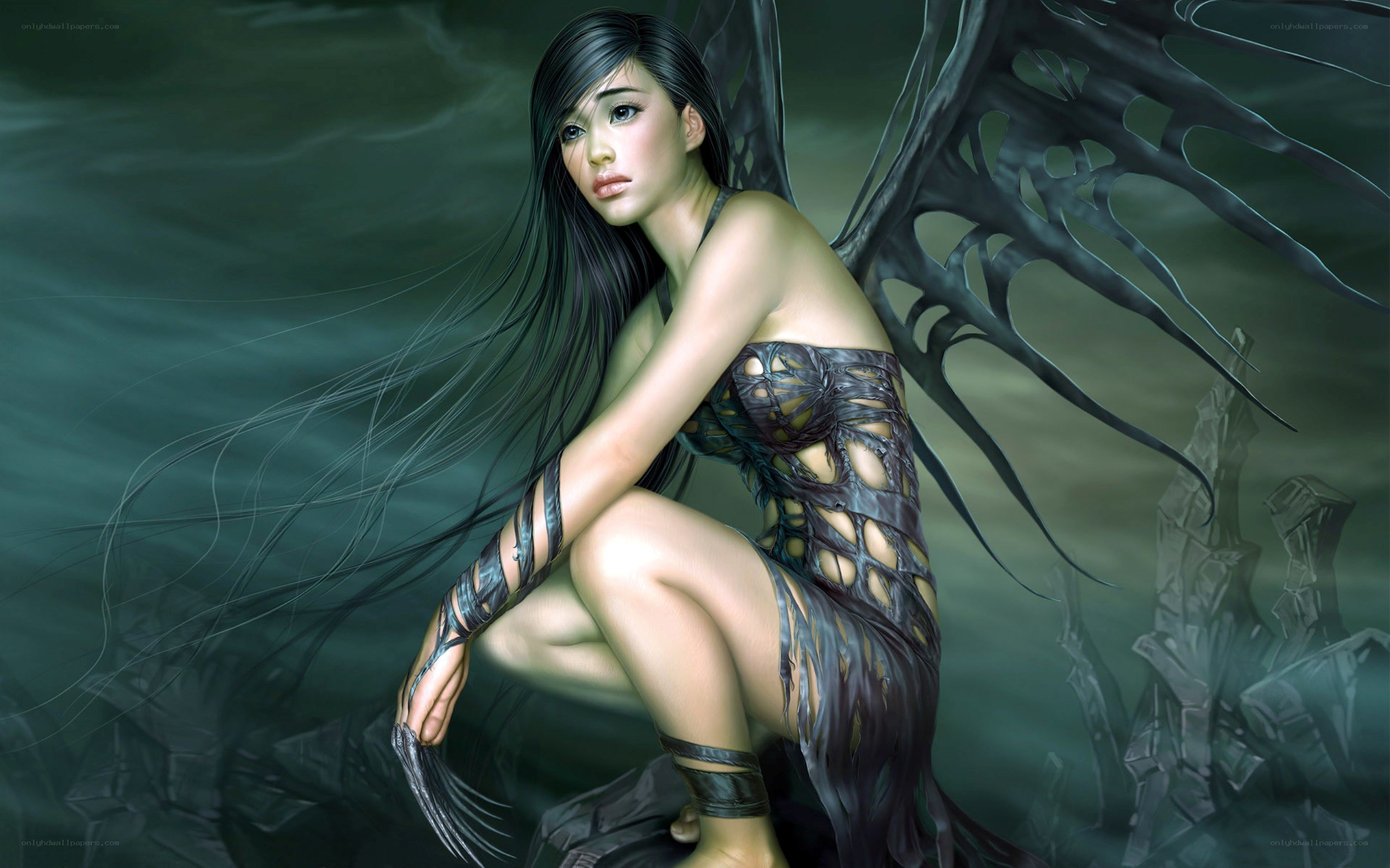dark angel with black wings