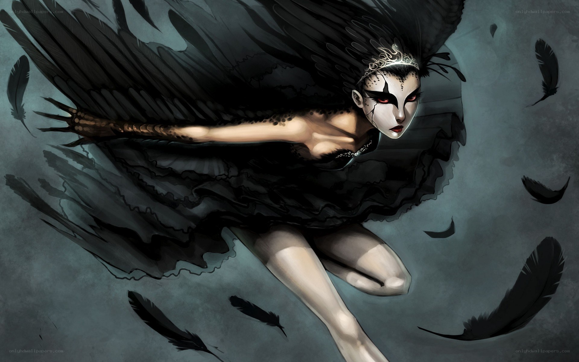 dark angel with black wings