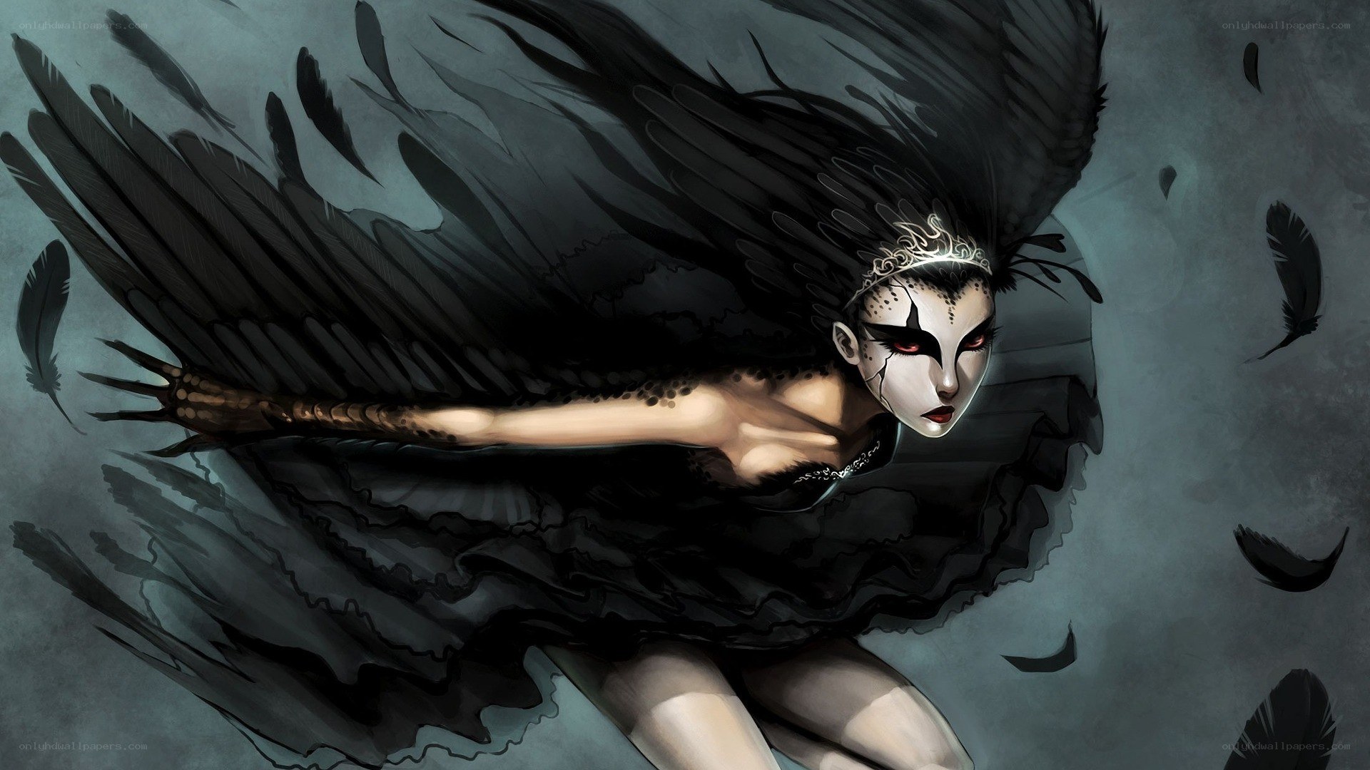 dark angel with black wings