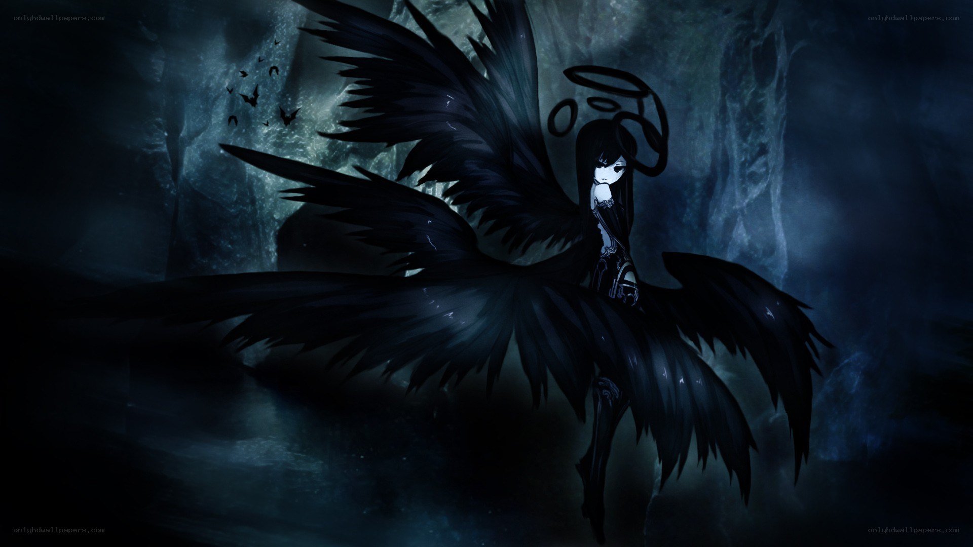 dark angel with black wings
