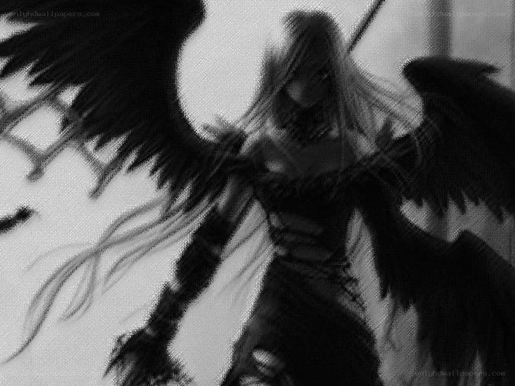 dark angel with black wings