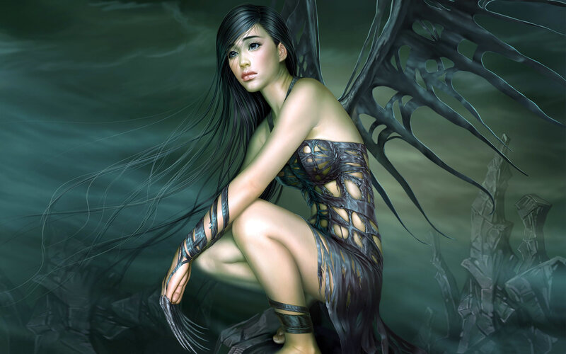 dark angel with black wings