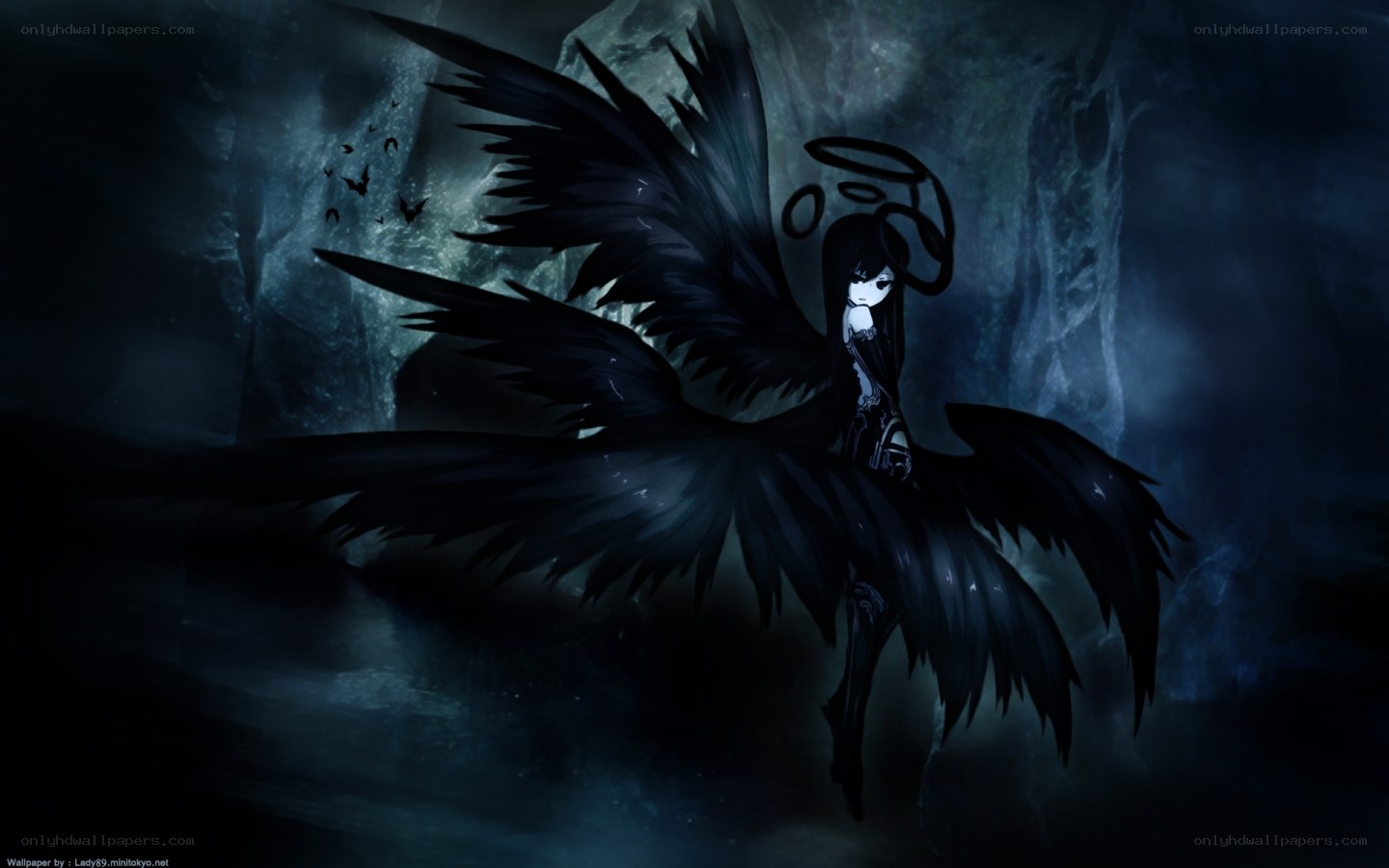 Dark angel with black wings