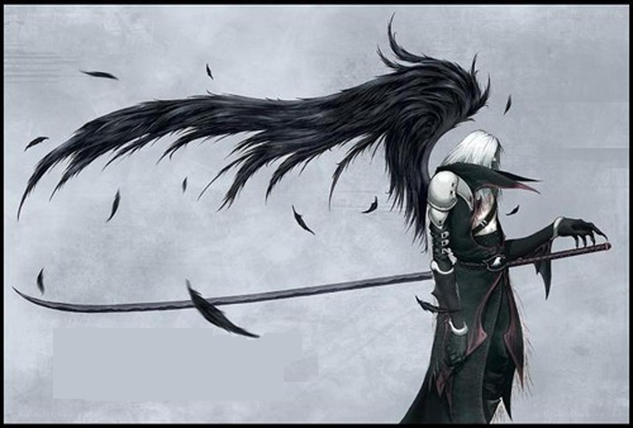 Dark angel with black wings