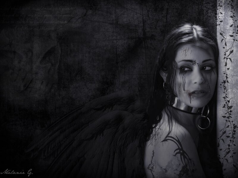 dark angel with black wings