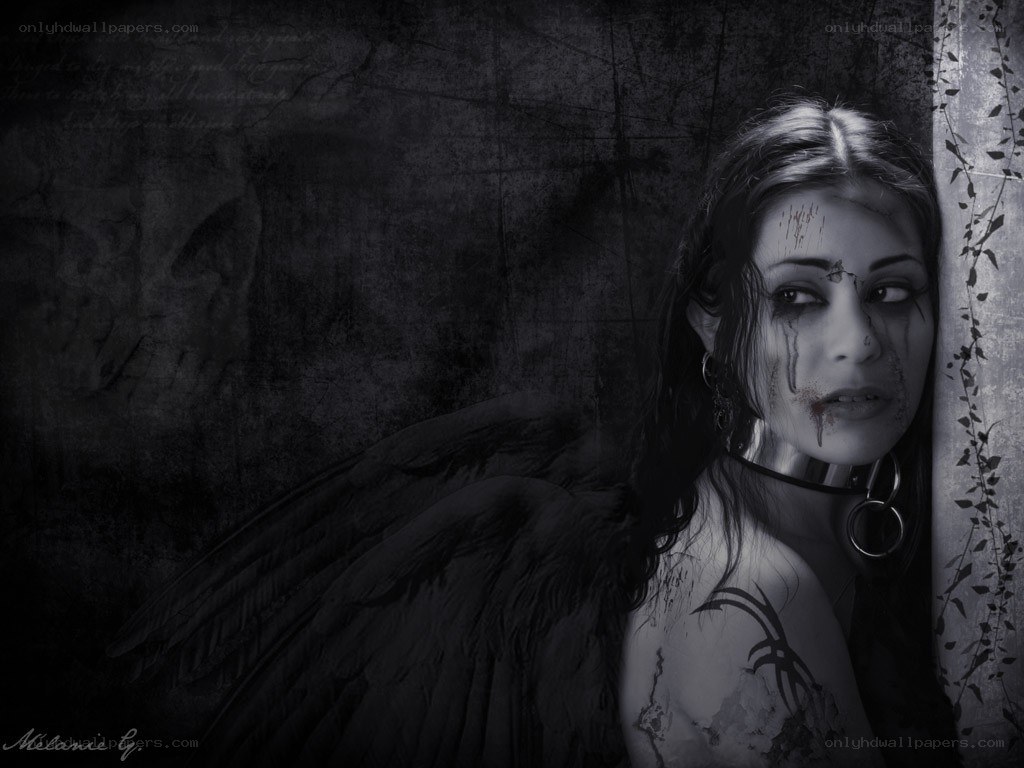 dark angel with black wings