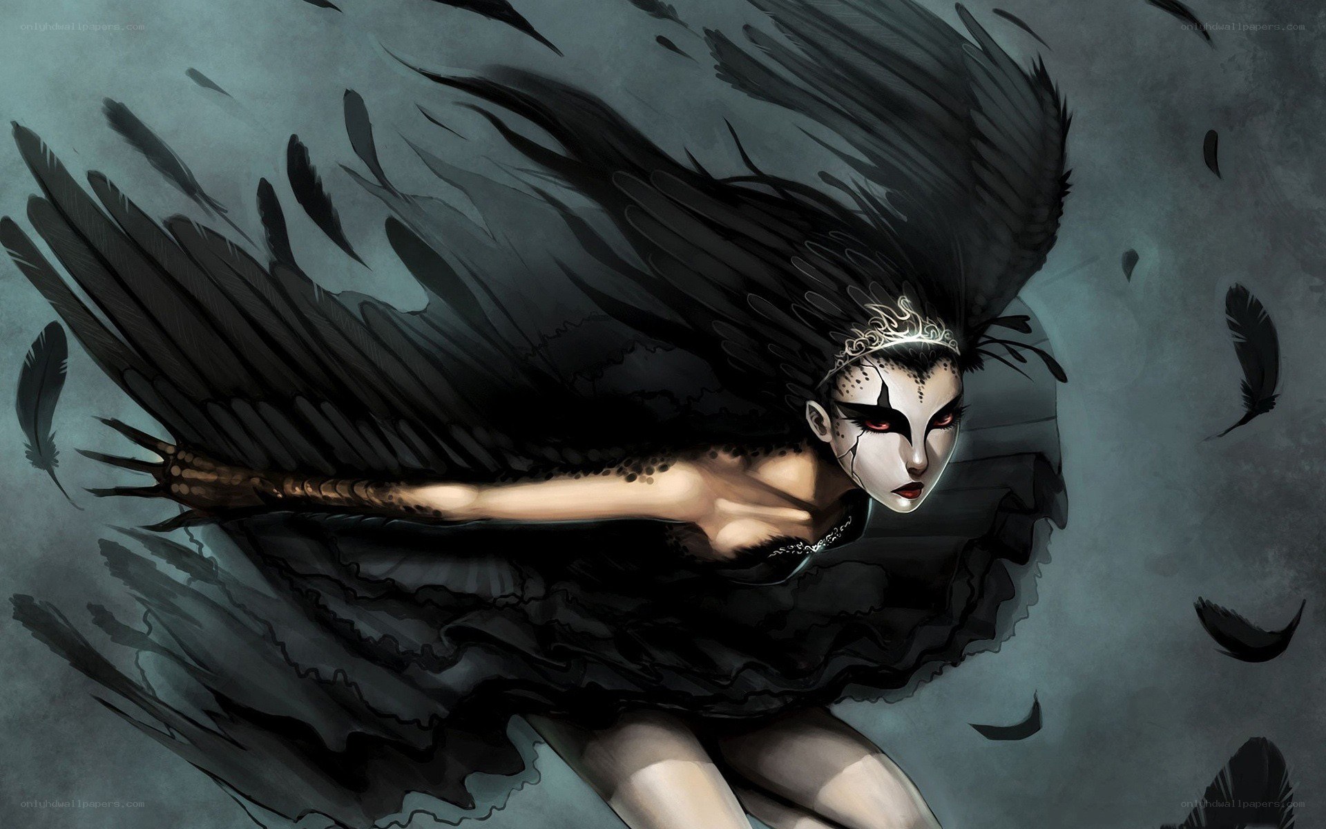 dark angel with black wings