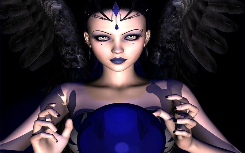 dark angel with blue orb