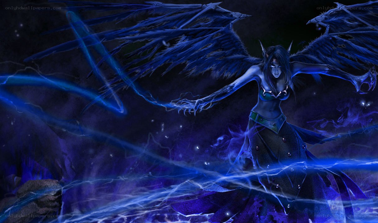 dark angel with blue wings