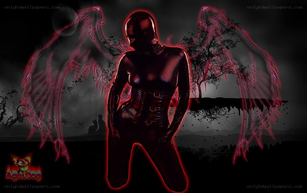 dark angel with glowing wings
