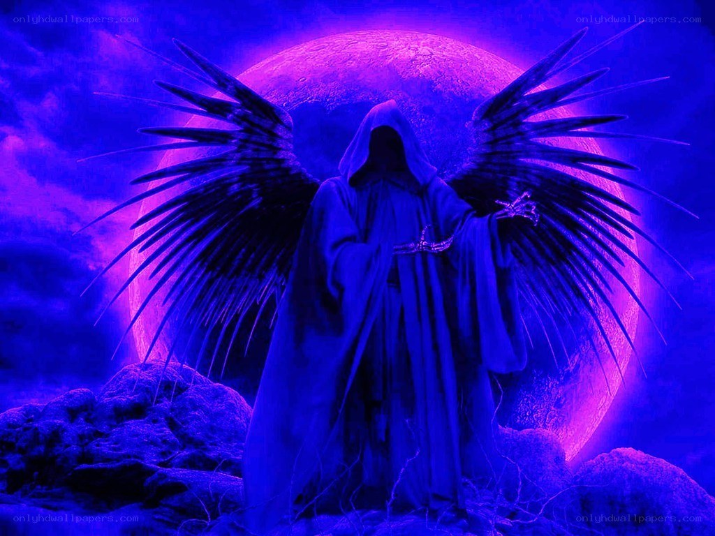 dark angel with glowing wings