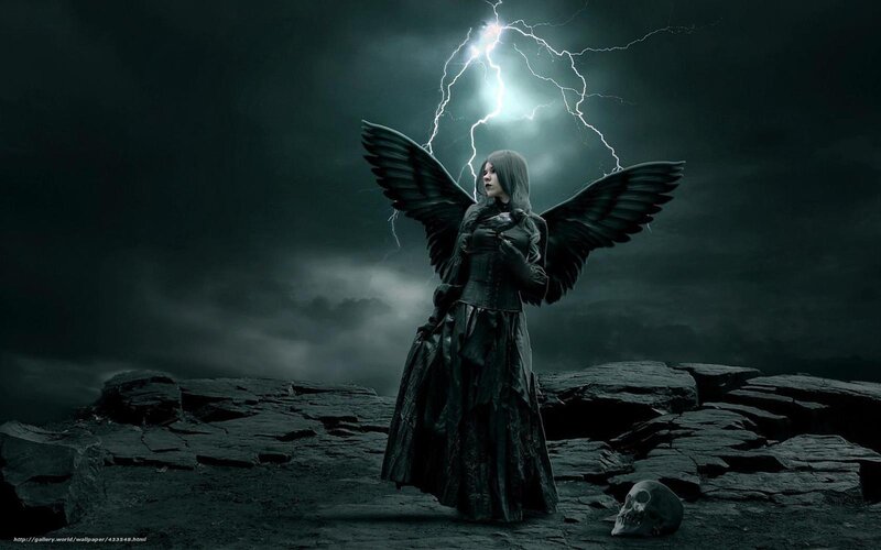 Dark angel with lightning