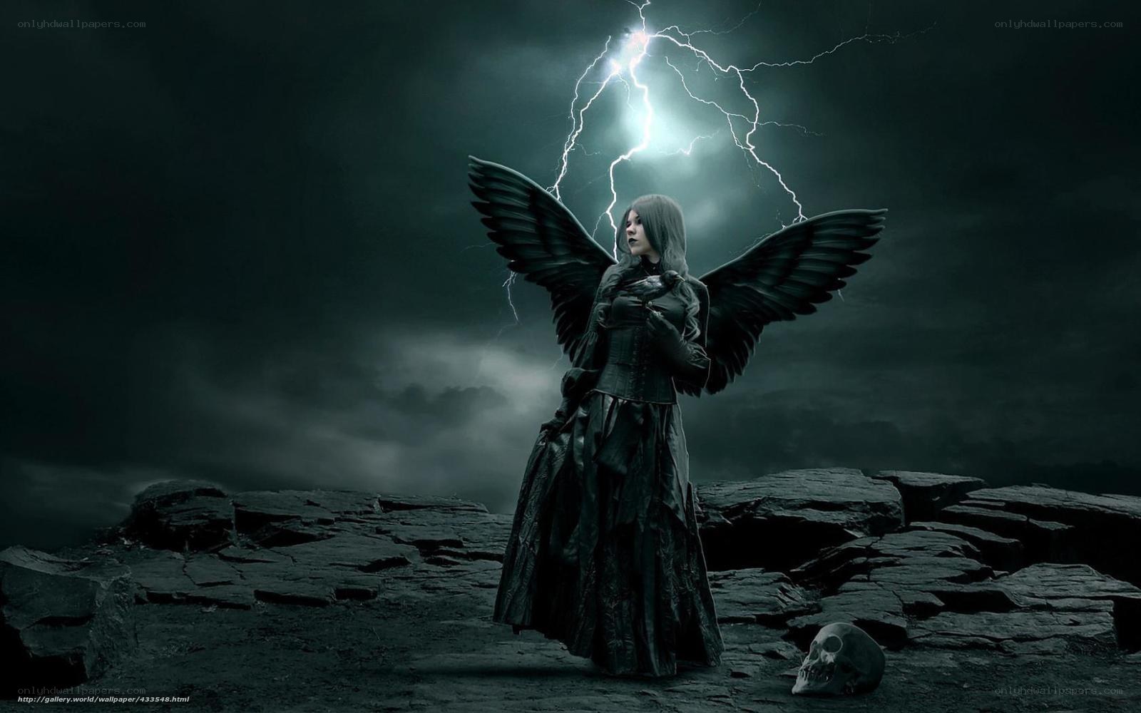 Dark angel with lightning