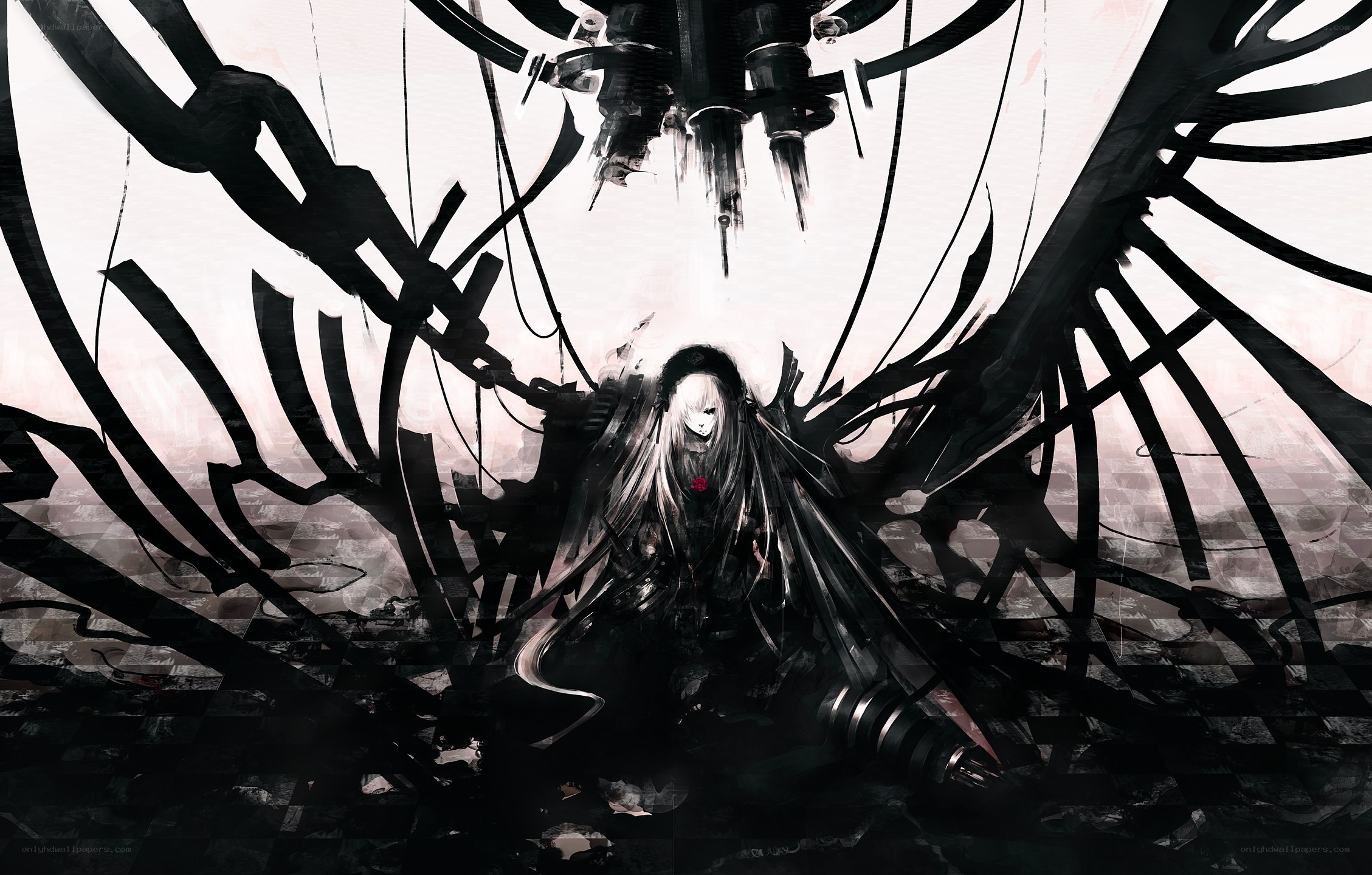 dark angel with mechanical wings