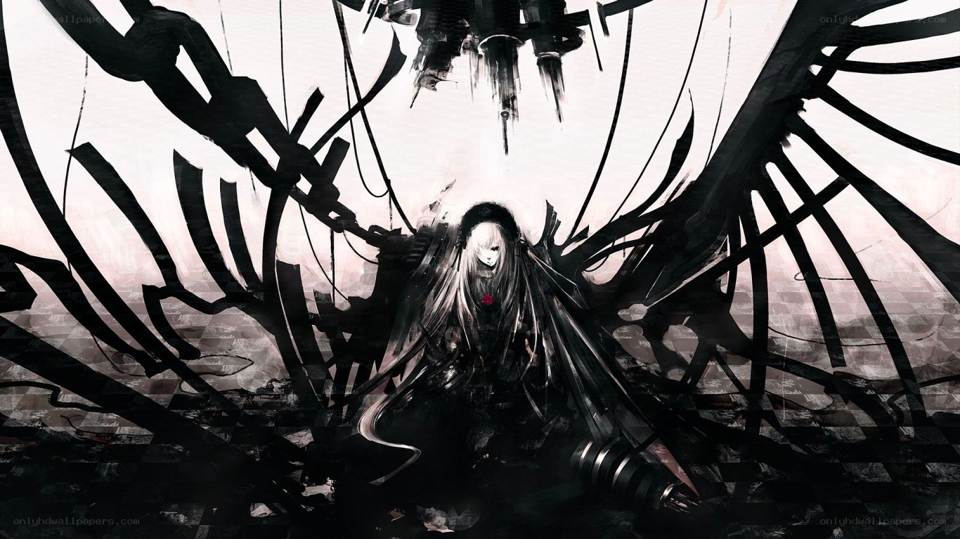 dark angel with mechanical wings