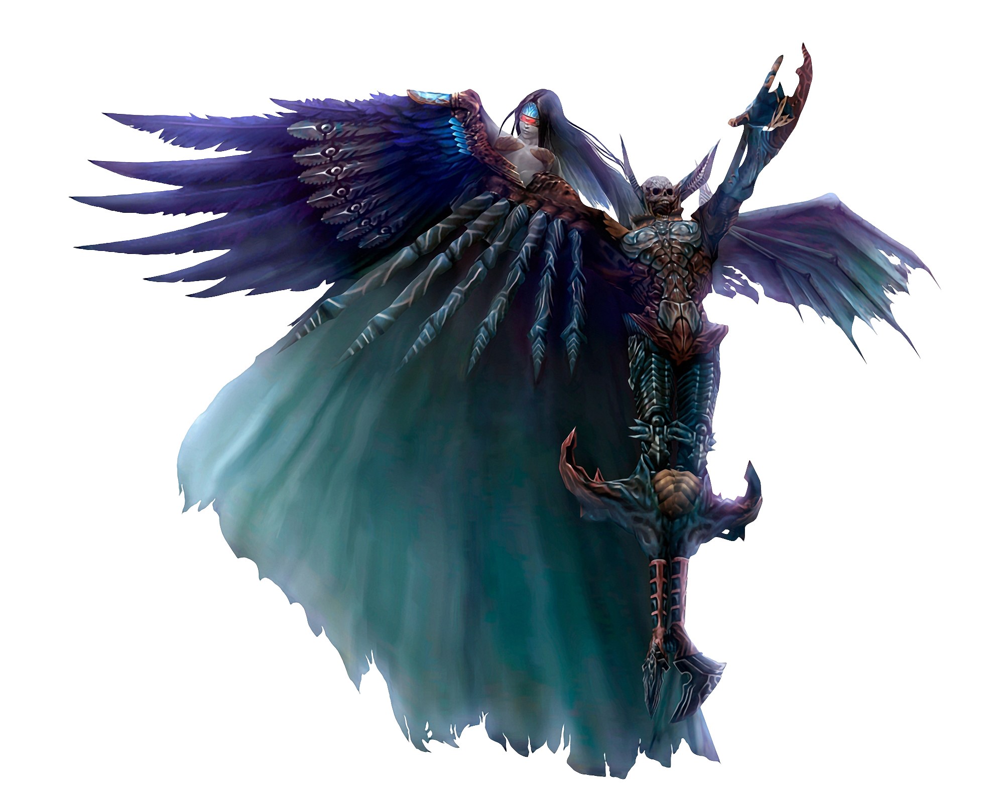 Dark angel with mechanical wings