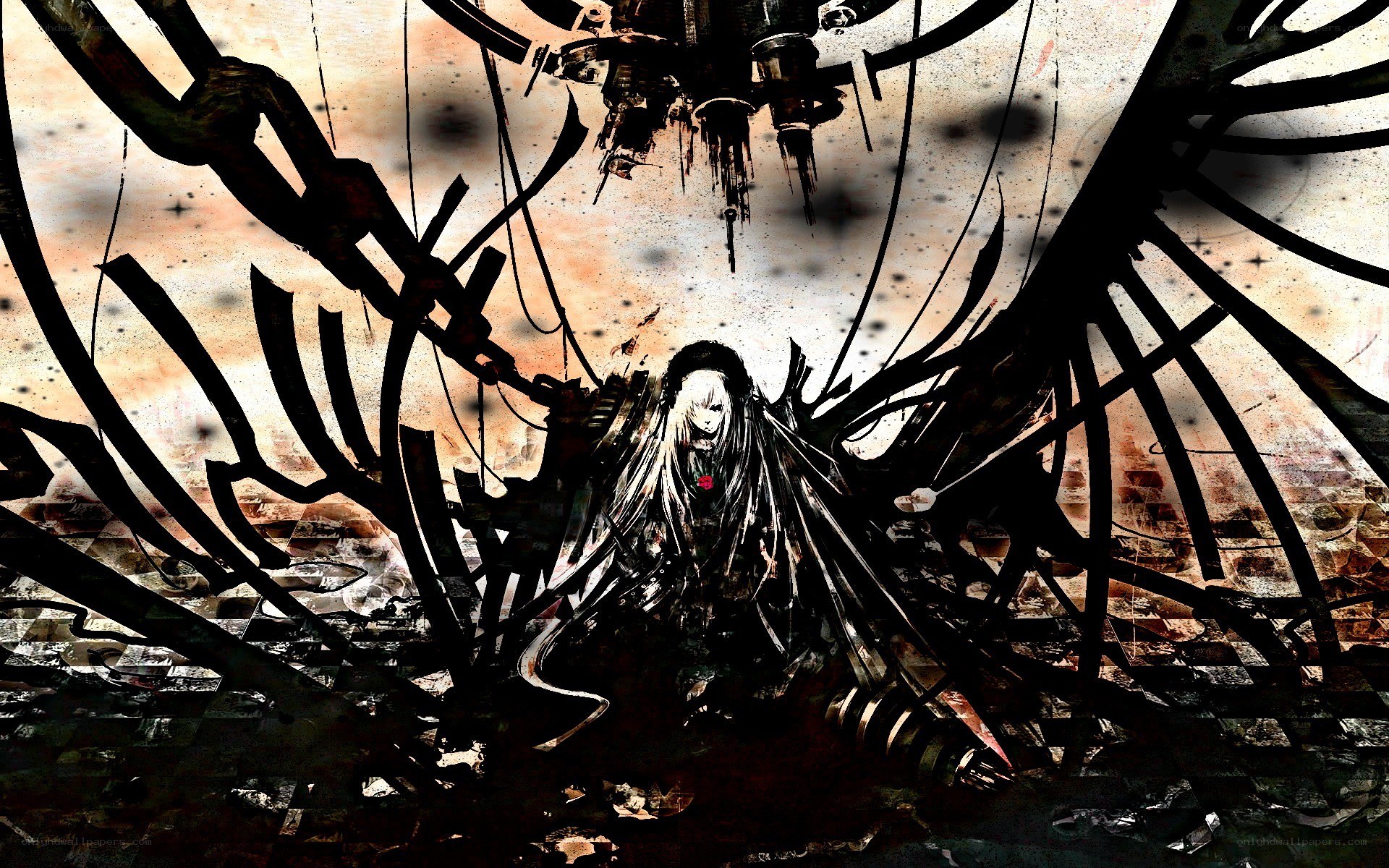 dark angel with mechanical wings