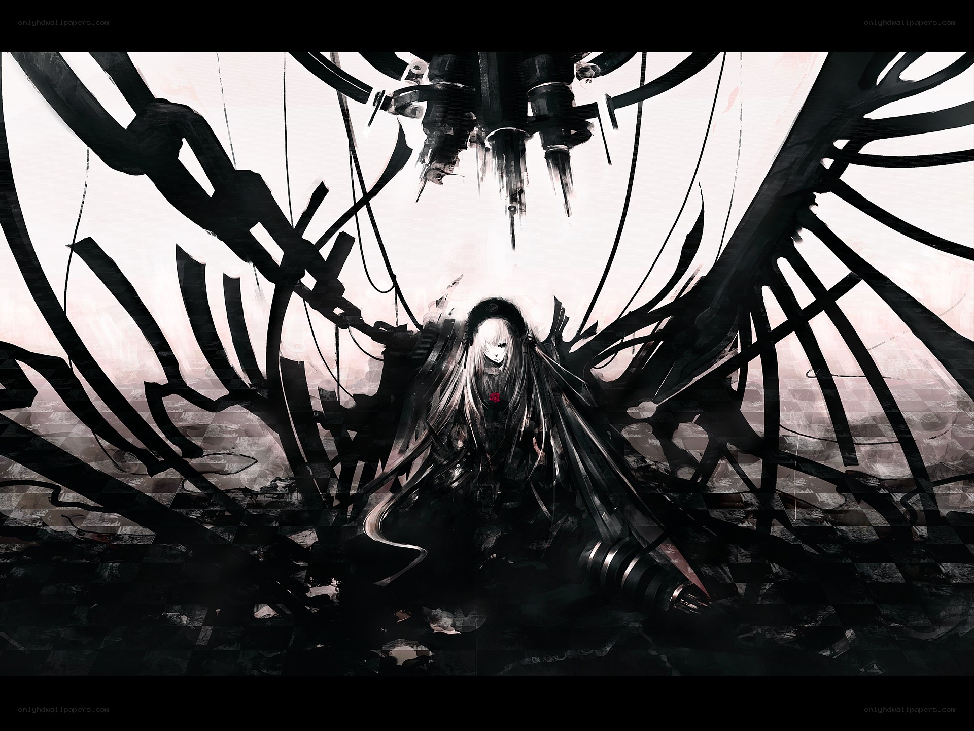 dark angel with mechanical wings