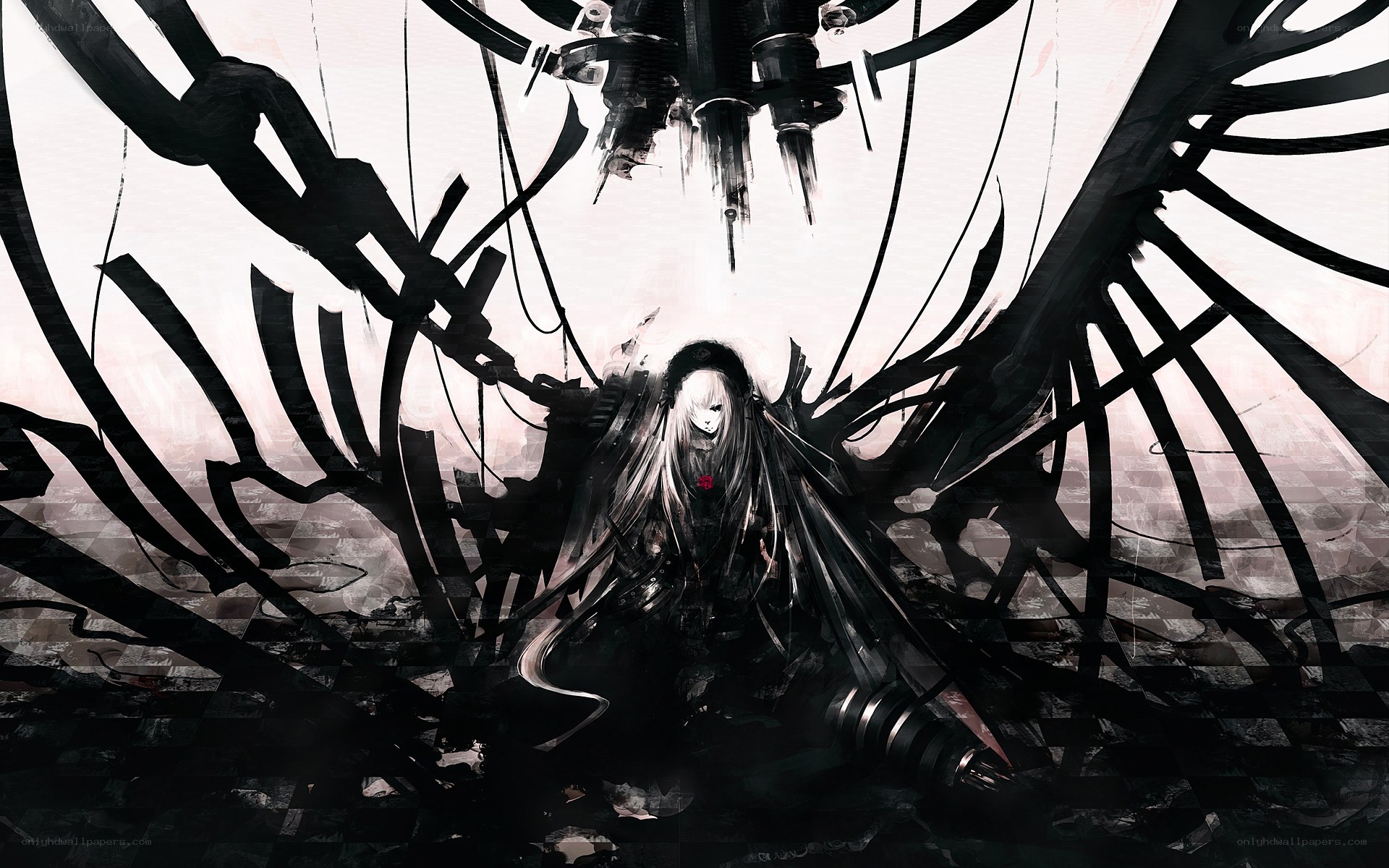 dark angel with mechanical wings