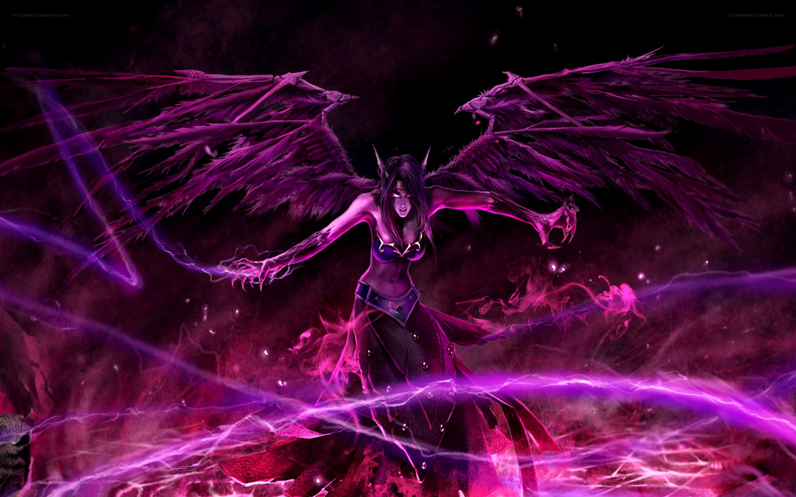 dark angel with purple wings