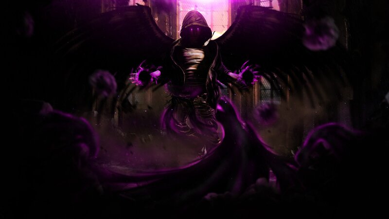 dark angel with purple wings