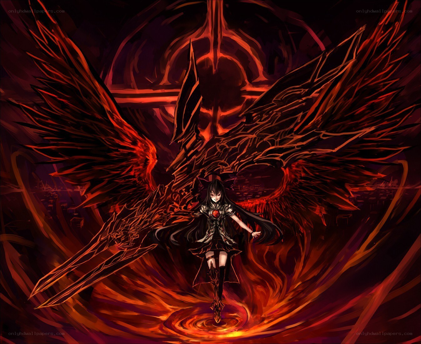 dark angel with red wings