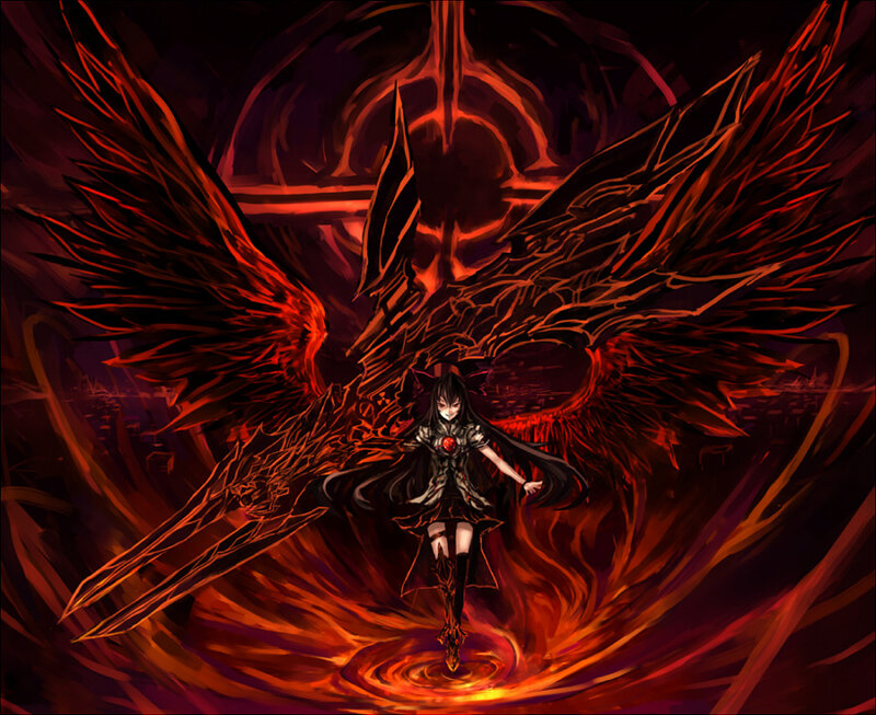 dark angel with red wings