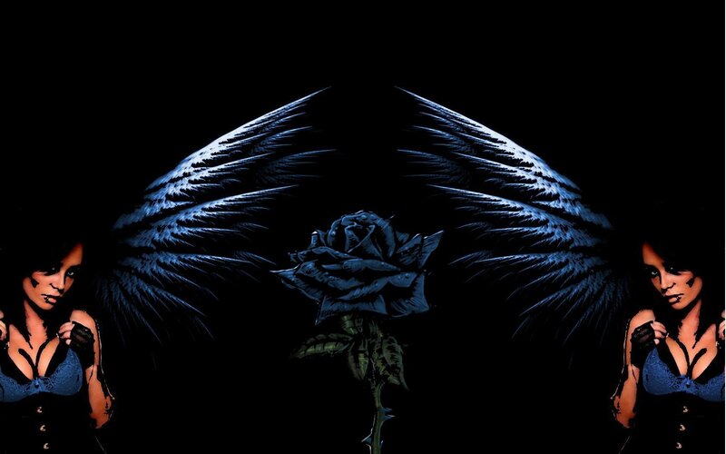 dark angel with rose