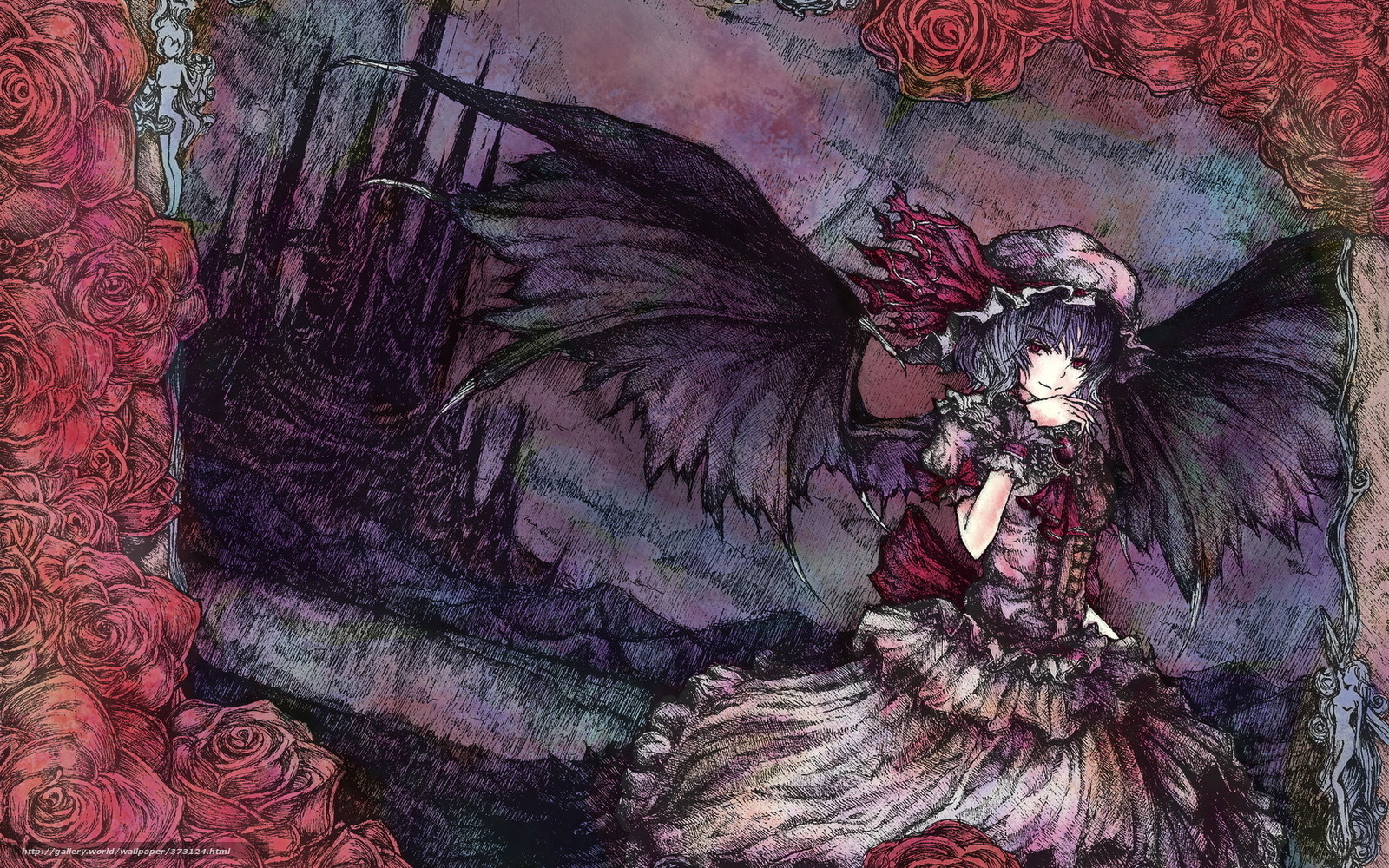 Dark angel with roses