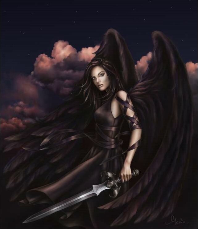 Dark angel with sword