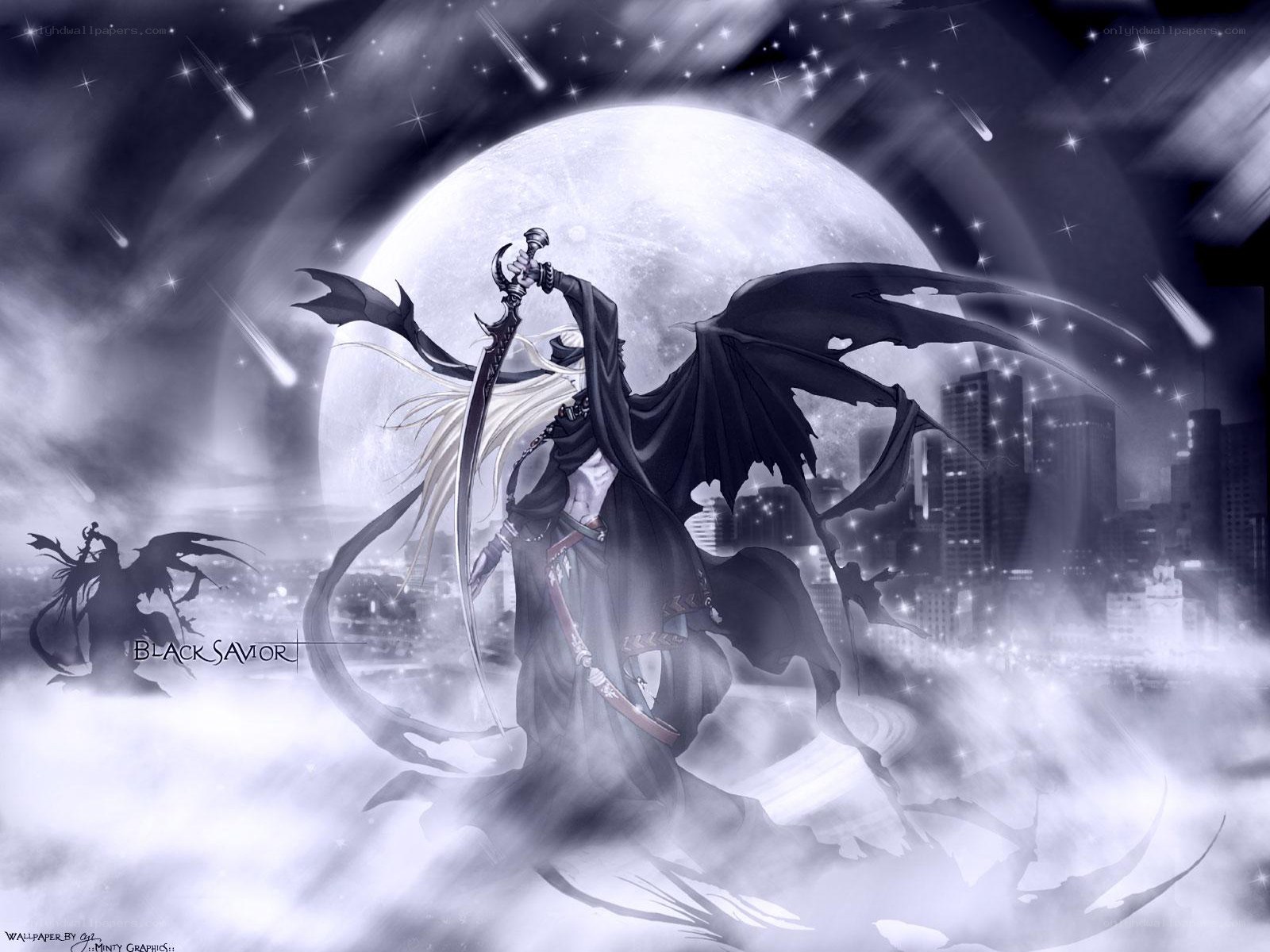 Dark angel with sword