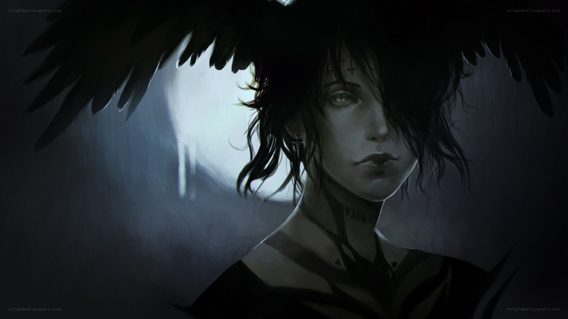 dark angel with wings
